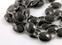 Black Onyx Oval Faceted Bezel Chain in Antique Rhodium, 14x18 mm, (BC-BNX-21)